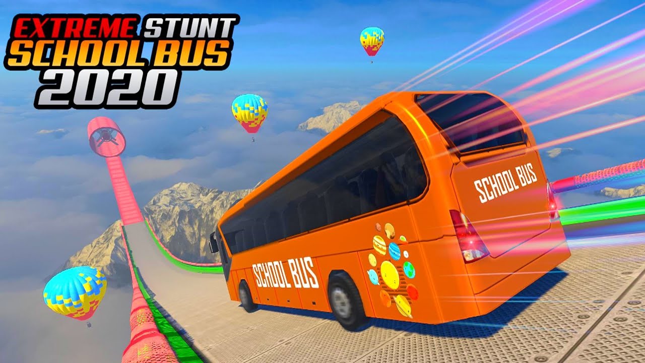 School Bus Stunt Driving: Free School Bus Games - Impossible mega ramp racing - Android Gameplay