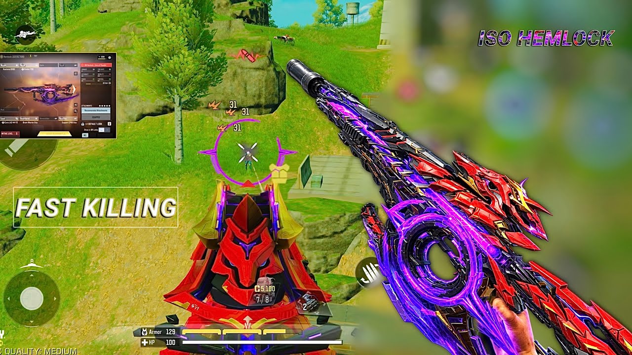 NO RECOIL in LONG RANGE + FAST KILLING | BEST ISO HEMLOCK GUNSMITH CODM BR | CODM BR GAMEPLAY 
