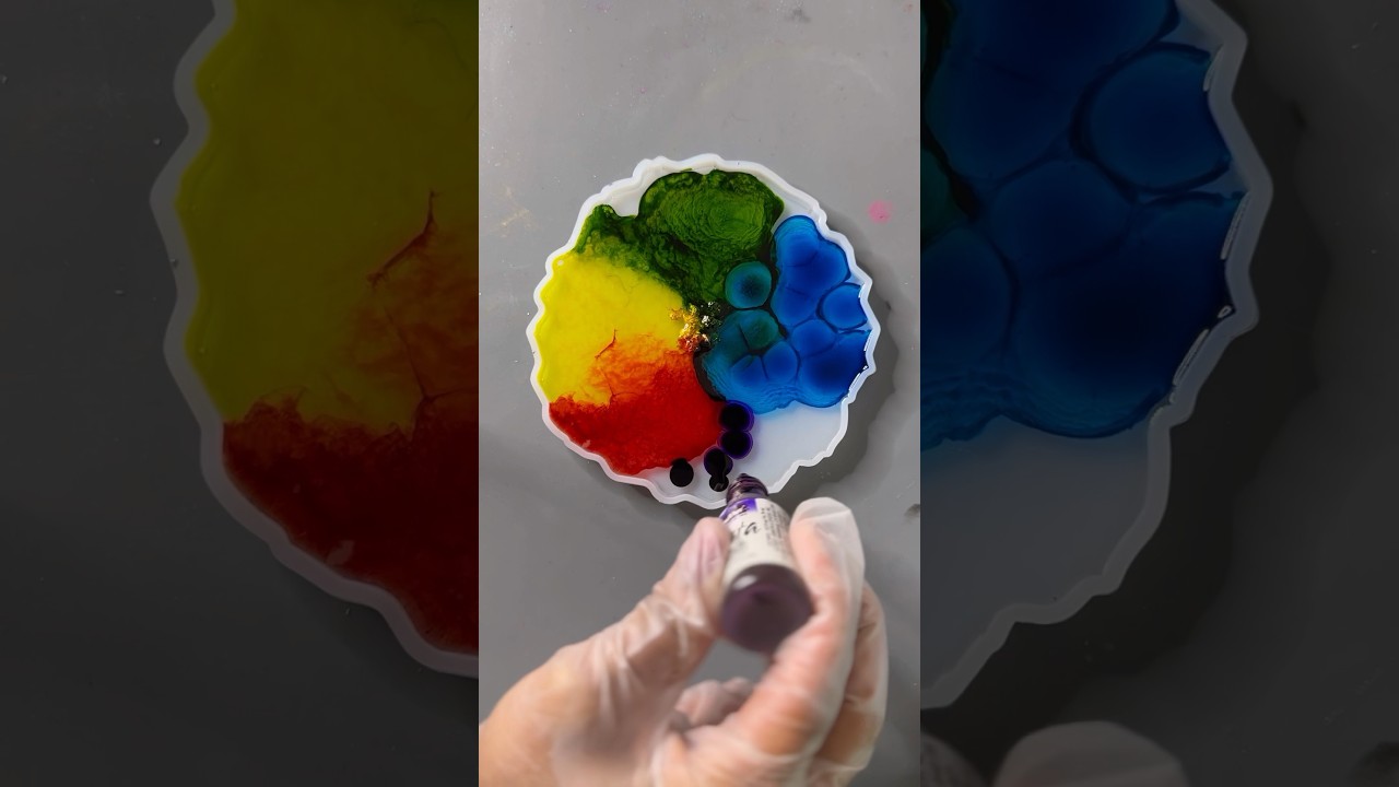 Rainbow Epoxy Bloom 🌈 #diy #resin