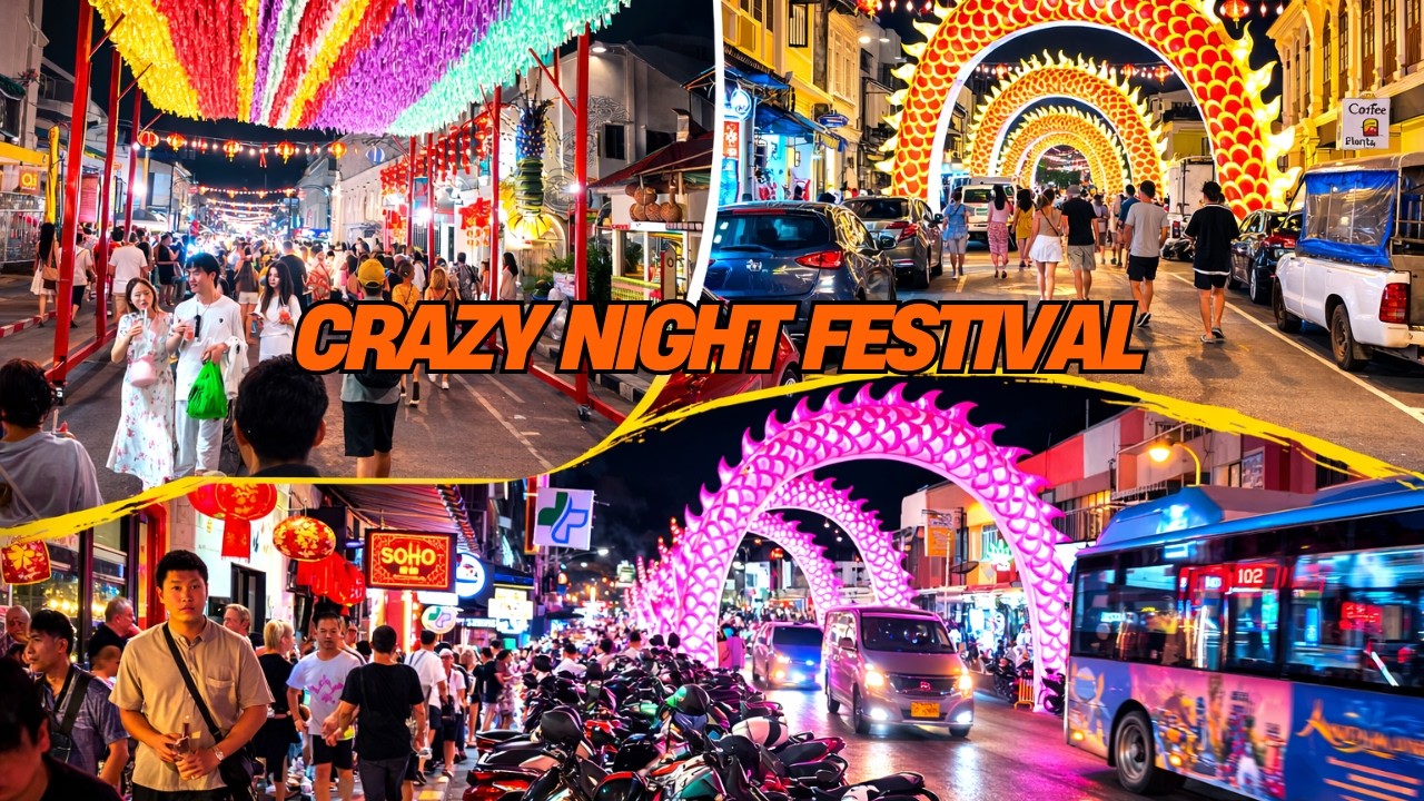 Phuket Sunday Night Market 🇹🇭 | Crazy Street Food, Lights & Crowds in Old Town (4K Walkthrough)