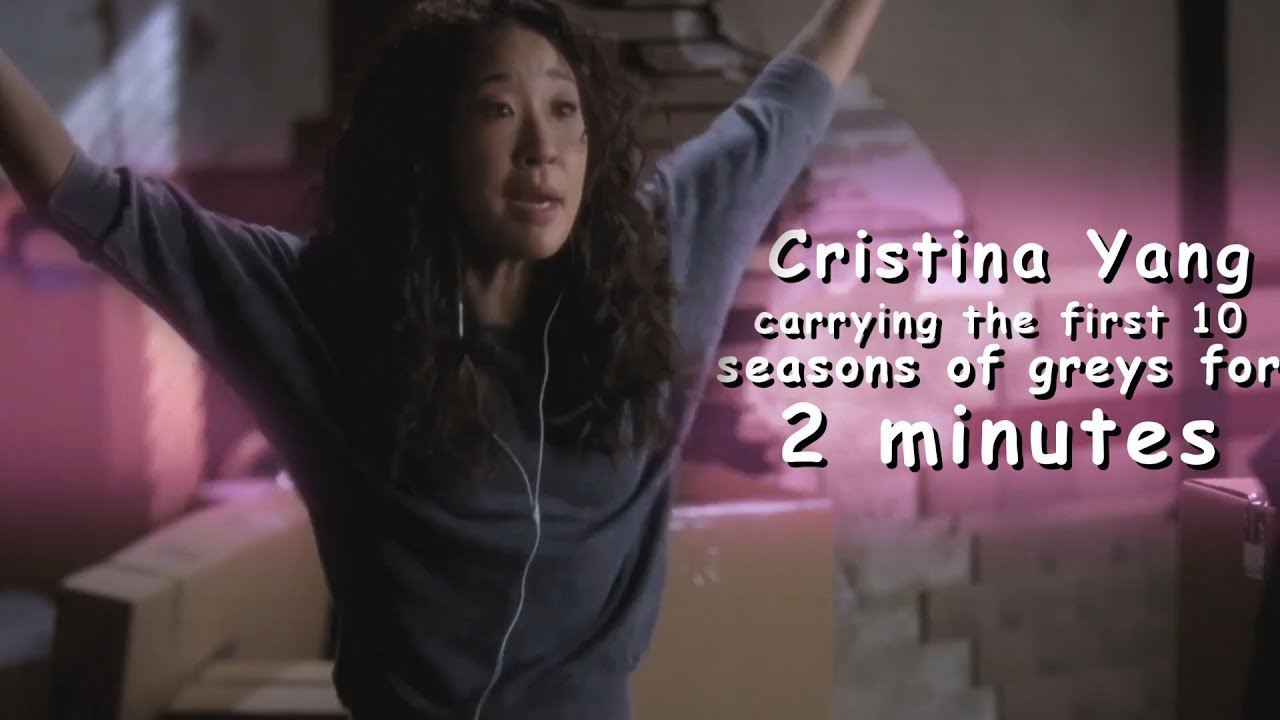 cristina yang carrying 10 seasons of greys anatomy for 2 minutes