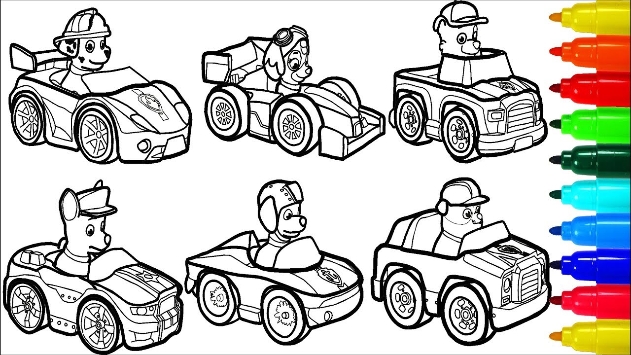PAW PATROL By Cars Coloring Pages | Colouring Pages for Kids