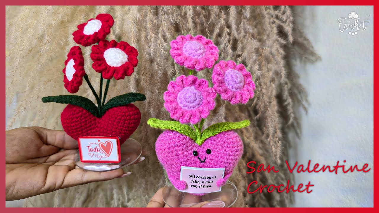 Tejido de Macetas Corazón | Crochet San Valentín