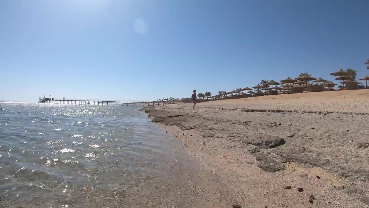Egipt Marsa El Alam  - Three Corners Sea Beach Resort Hotel - Beach walk timelaps