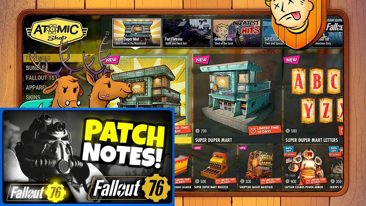 Fallout 76: Atomic Shop & Patch Notes (New Super Duper Mart Bundle)