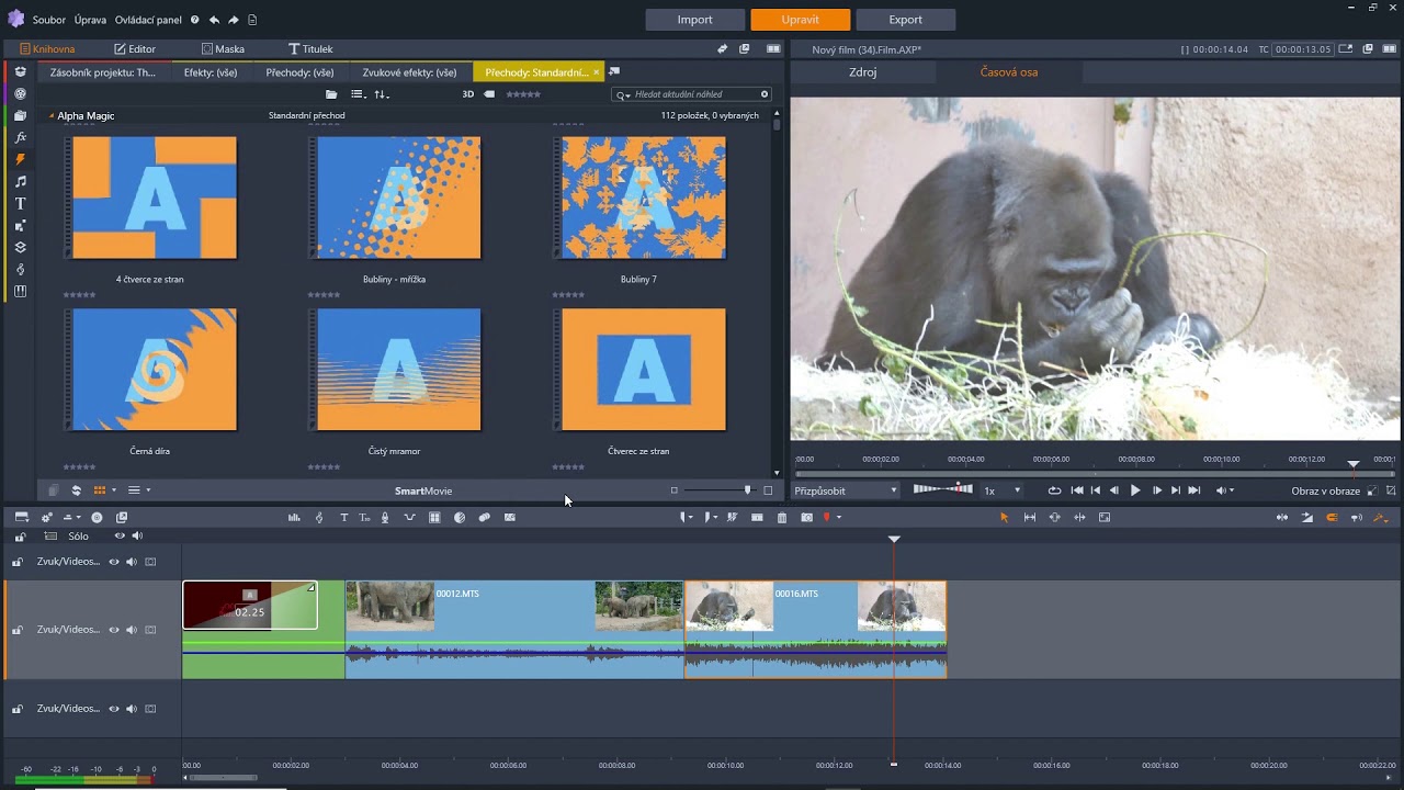 Pinnacle Studio  24  - jednoduchý střih videa