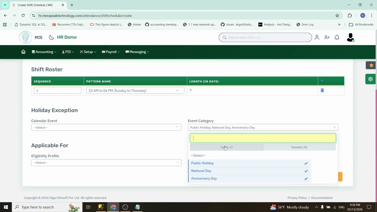 How to Create and Schedule Employee Shifts in Giga ERP ?