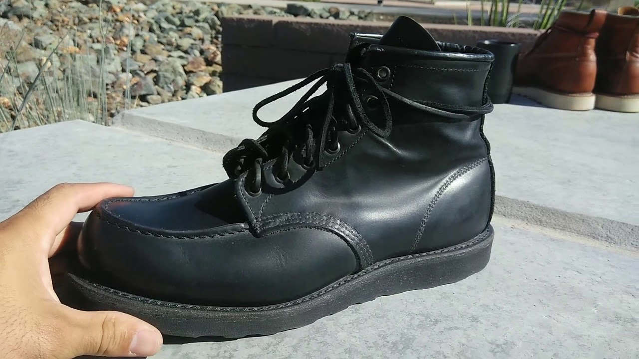 Red Wing Heritage 8137 black on black Skagway leather moc toe wedge sole