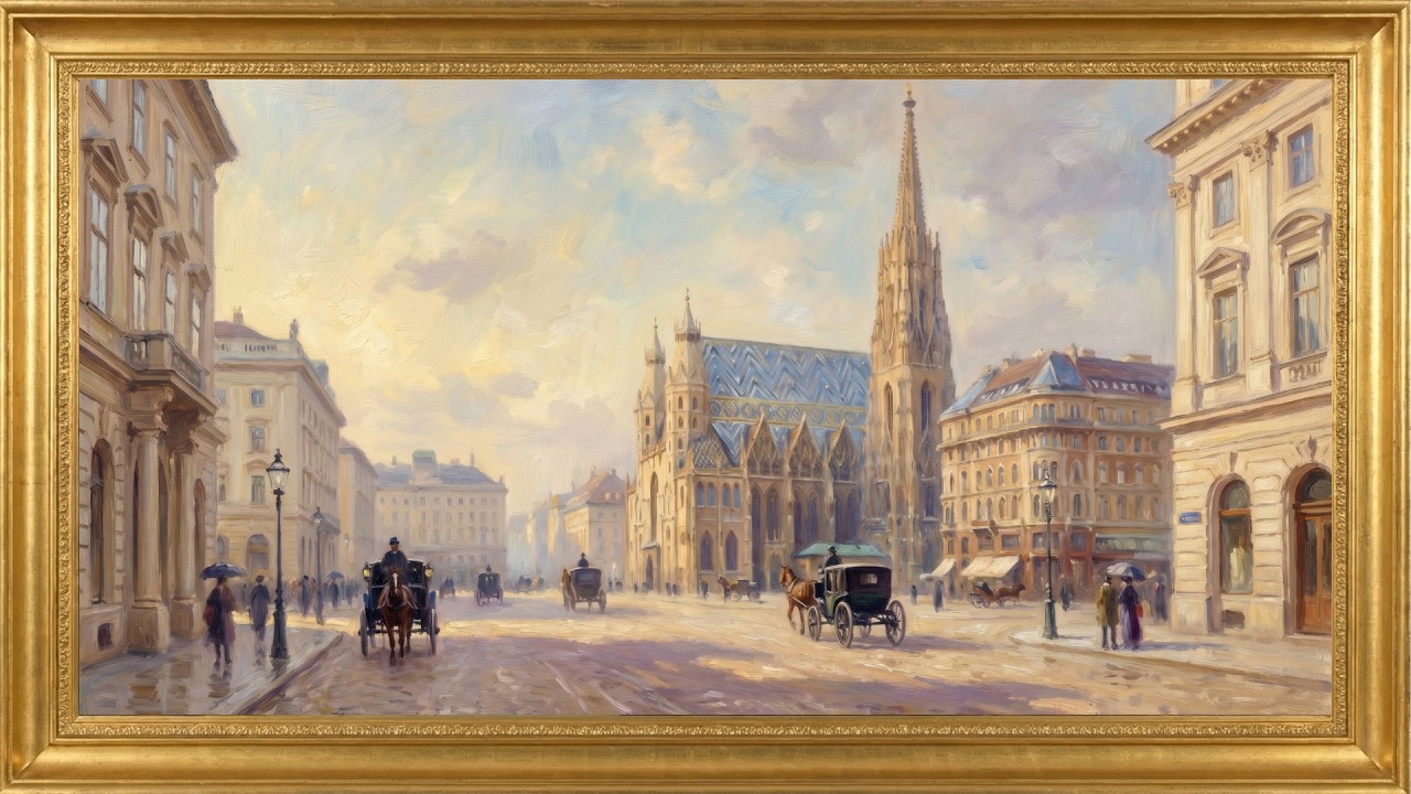 Vienna Art Screensaver 4K, 2 Hours Elegant City Painting, Silent Ambient Display