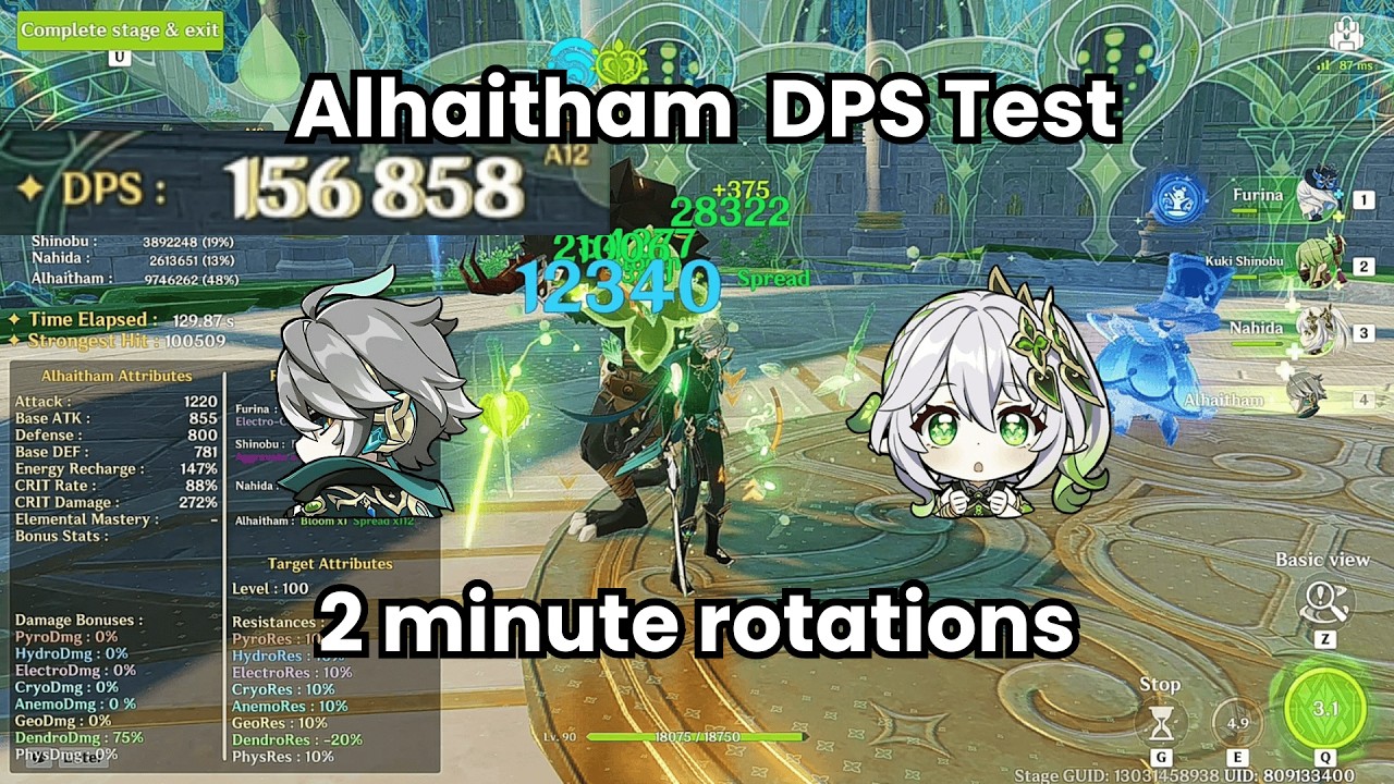 Alhaitham Quickbloom DPS Test 150k - 2 minute | Genshin Impact
