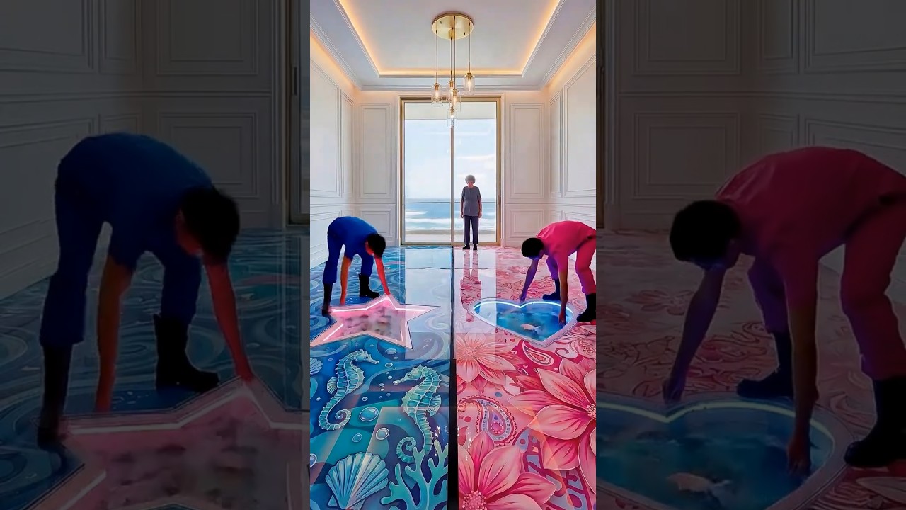 Blue vs Pink Epoxy Floor Transformation | Heart & Star Hidden Design Reveal 😱💗💙
