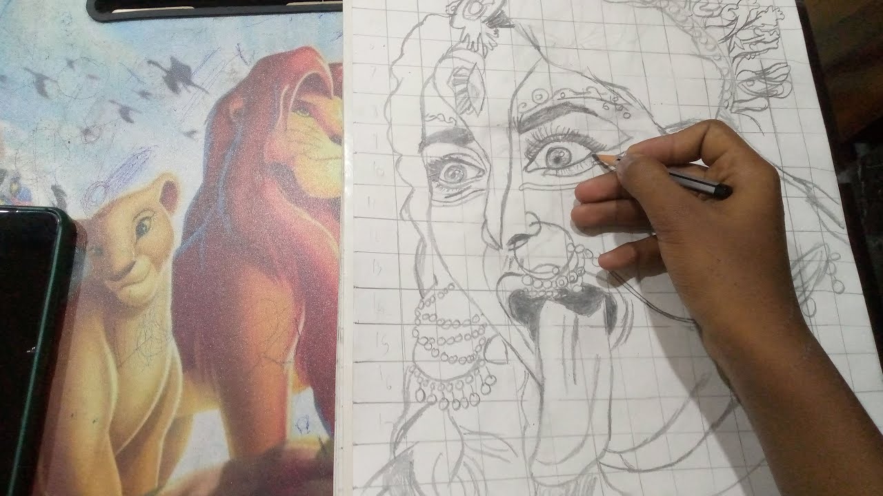 Kali mata drawing shading