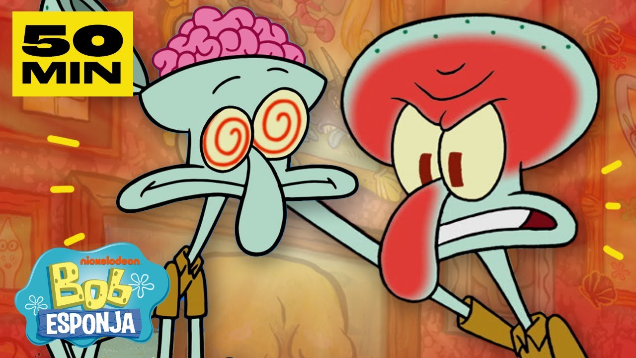 Bob Esponja | 50 minutos de Calamardo siendo fastidiado 🙄  | Bob Esponja em Português