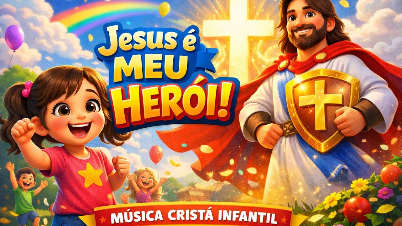 JESUS É MEU HERÓI! 👑💛Bate Palma e Marcha! | Música Cristã Infantil Animada