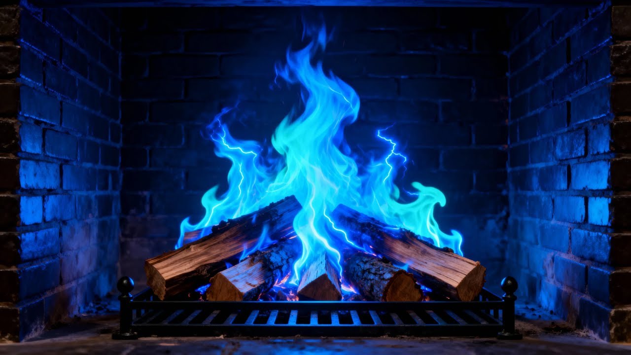 LIVE Blue Fireplace Ambience 🔵 Cozy Fire Sounds for Relaxing, Studying & Sleeping