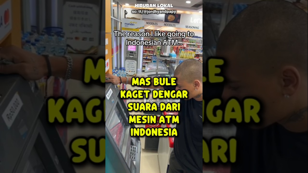 Mas Bule Kaget Dengar Suara dari Mesin ATM Indonesia #reaksibule #bule #shorts