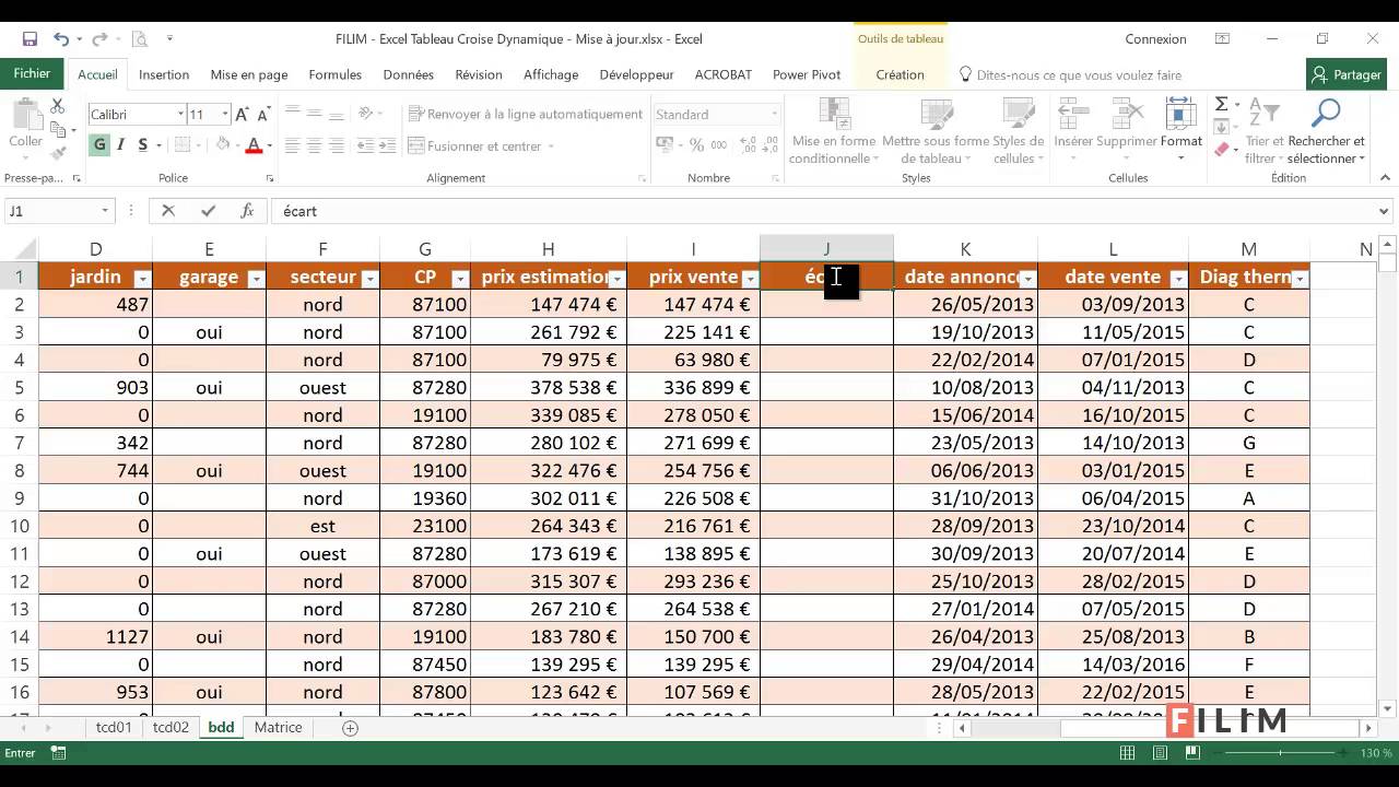 Excel - 3 Avancé - Cours Tableau Croisé Dynamique 4 Mise à jour