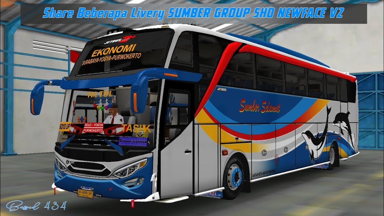 SHARE 5(LIMA)  LIVERY SUMBER GROUP || SUGENG RAHAYU & SUMBER SELAMAT NEWFACE V2 || BUSSID 4.3.4-4.4