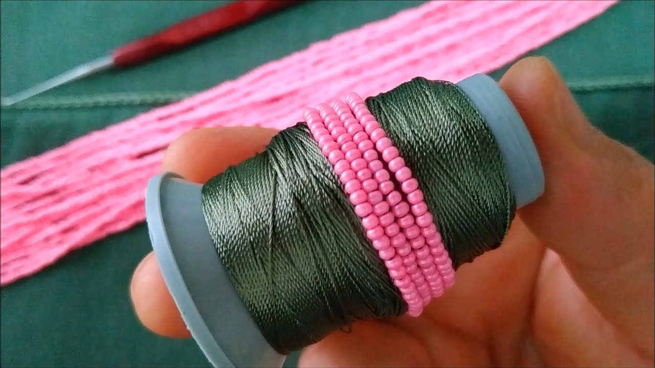 77) Bahar dalı gibi bir model oldu: Kum boncuklu tığ oyası (Tasarım model)
