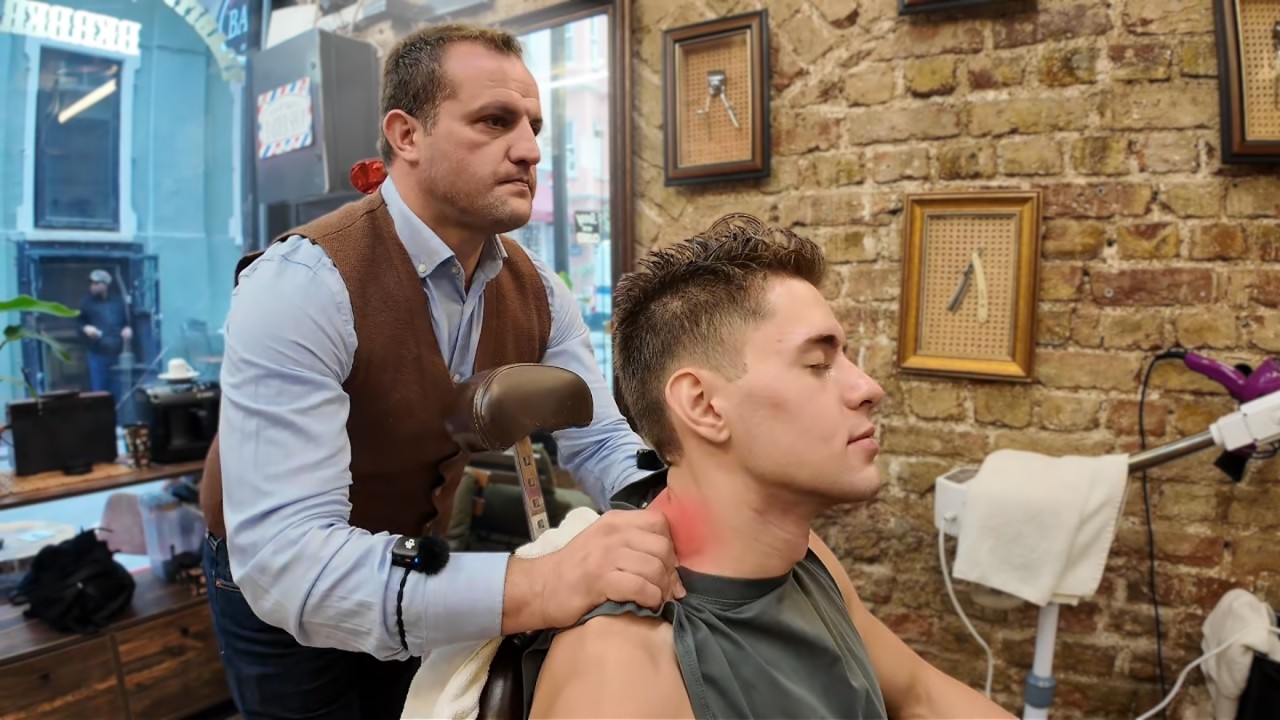 ASMR Old School Turkish Barber Jan (Fire, Cut & Massage)