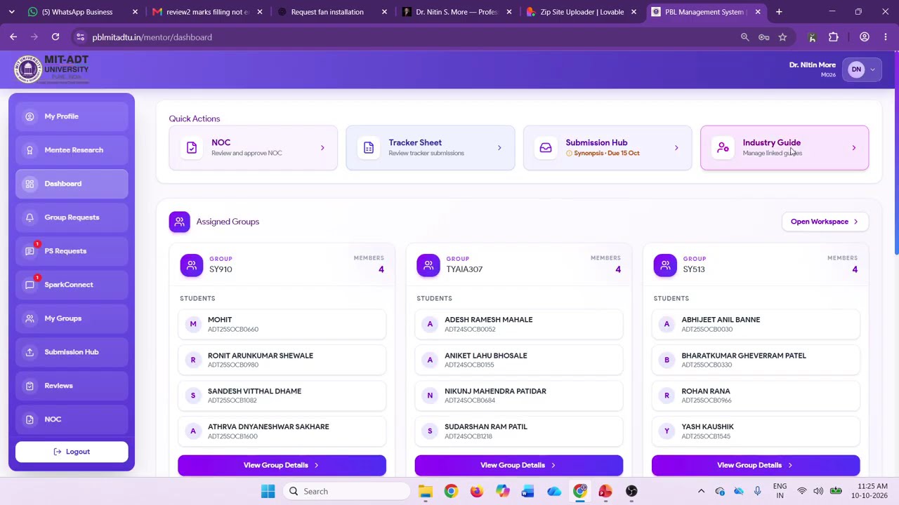 PBL Website Demo | How to Enter Marks and Assign Mentors | MIT ADT University