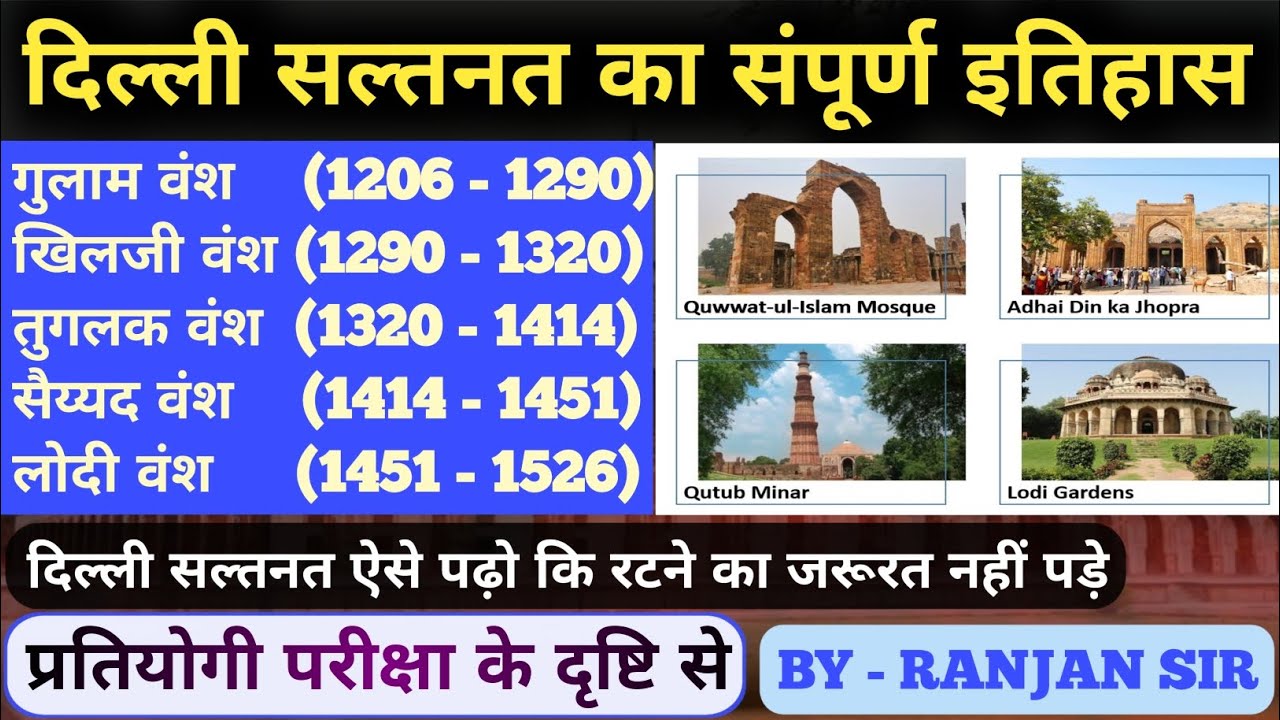 Delhi Sultanate Complete History in Hindi || दिल्ली सल्तनत का सम्पूर्ण इतिहास || competitive exams 