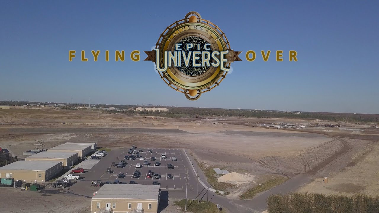 Flying over Epic Universe at Universal's Epic Universe Orlando, Florida
