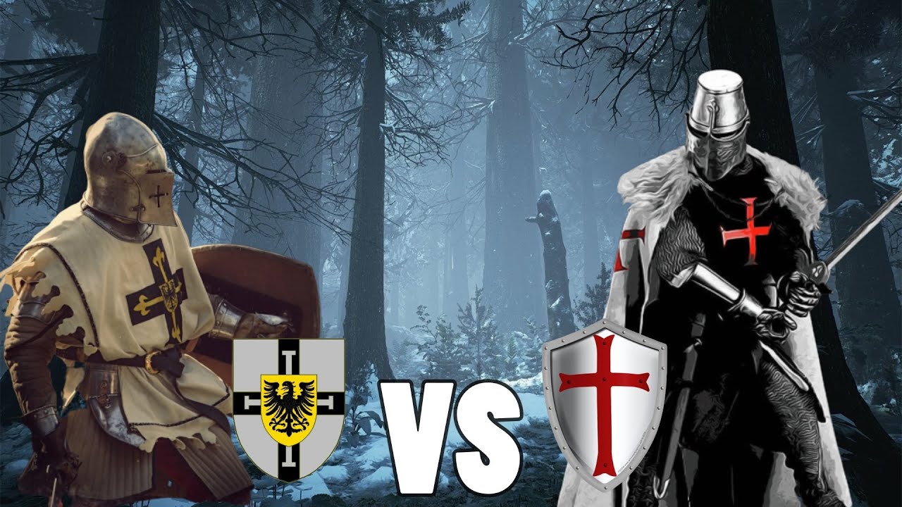 Combat médiéval chevalier teutonique VS Templier (équipement non historique)