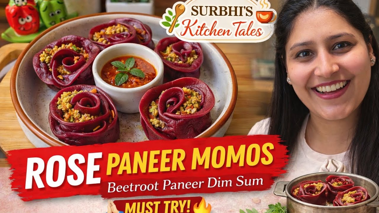 Rose Paneer Momos 🌹 | Beetroot Paneer Dim Sum | Unique Momos Recipe | Veg Momos