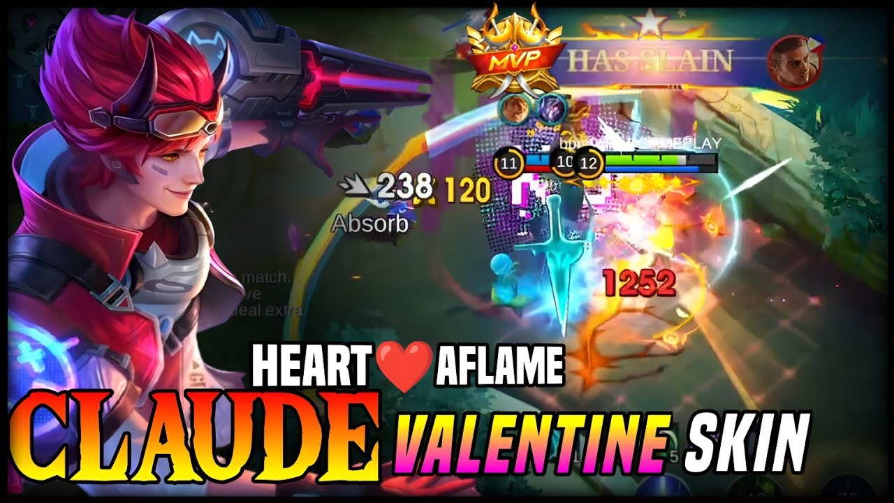 CLAUDE VALENTINE SKIN GAMEPLAY (CLAUDE HEART AFLAME SKIN)  MLBB