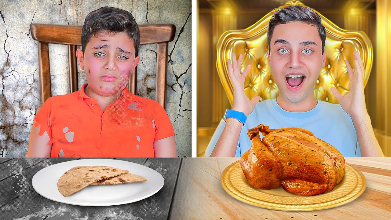 تحدي أكل ( الغني VS الفقير )💰💔  نهاية مؤلمة!!