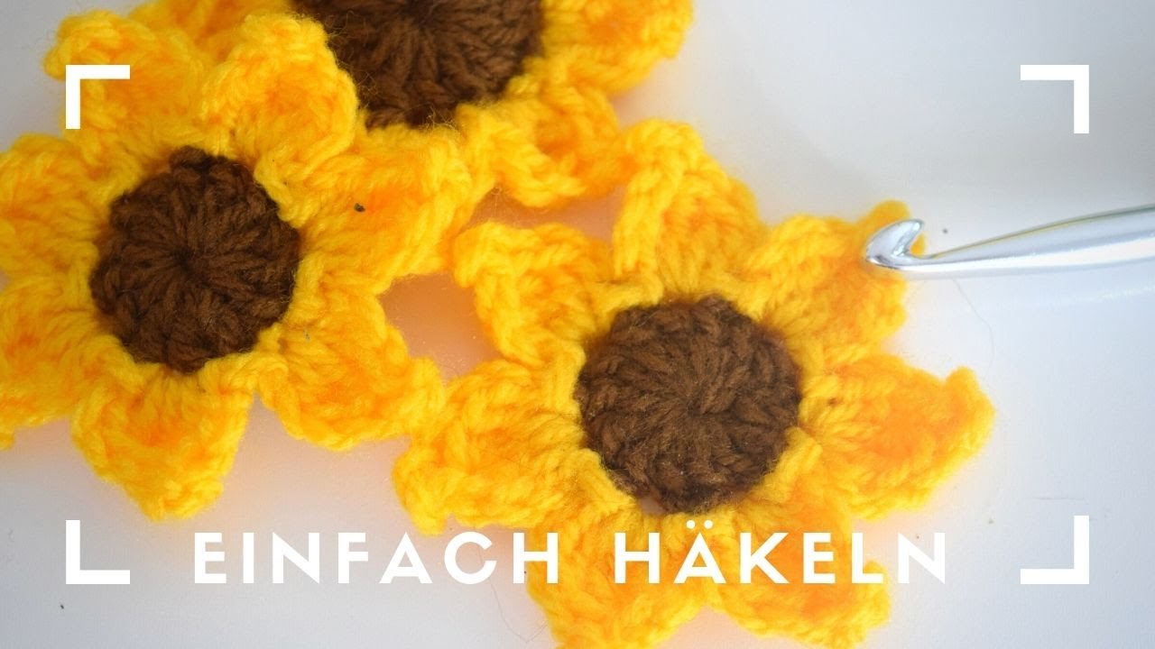 Super einfache Sonnenblume häkeln, Blume häkeln