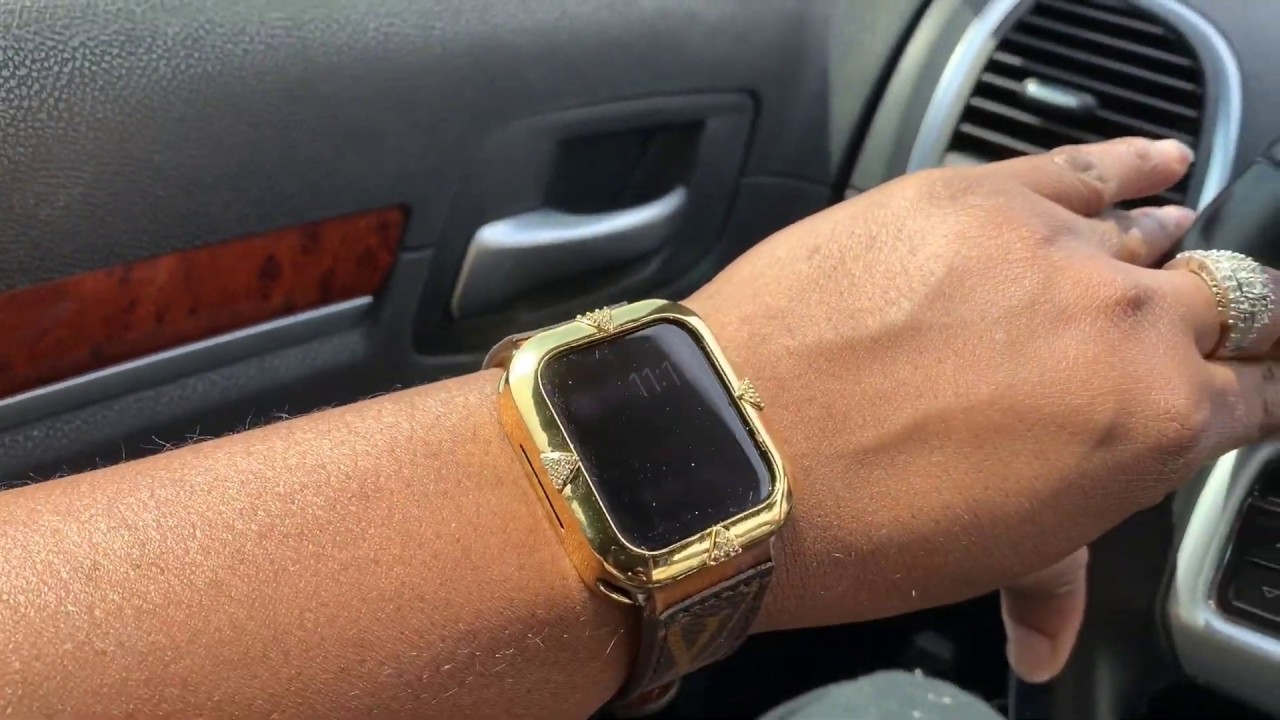 SKYB 14K/18K Gold or Rhodium Plated & CZ Pav&eacute; Points Jewelry-Style Apple Watch Case