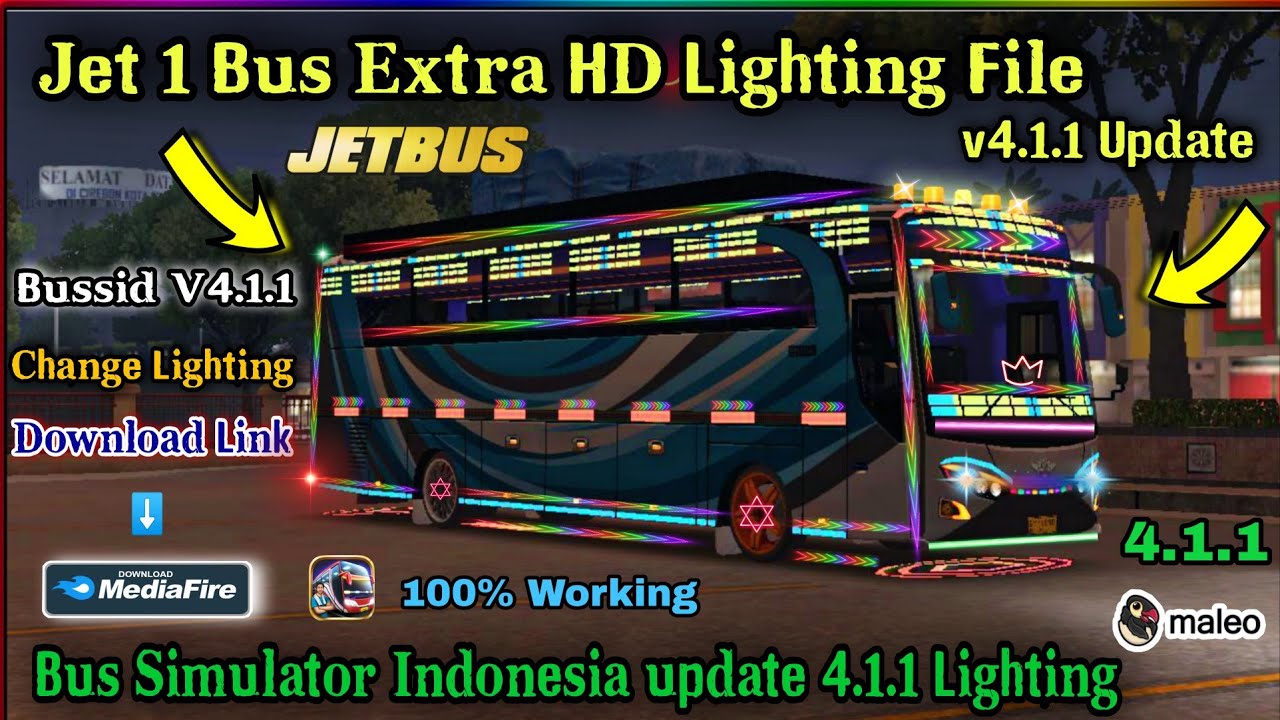 Jet Bus Full Light mod V4.1.1 update | J1 bus Lighting File 4.1.1 Bus simulator Indonesia Light mod