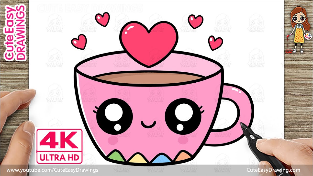 How to Draw a Cute Kawaii Cup with Heart | Easy Drawing for Kids and Toddlers