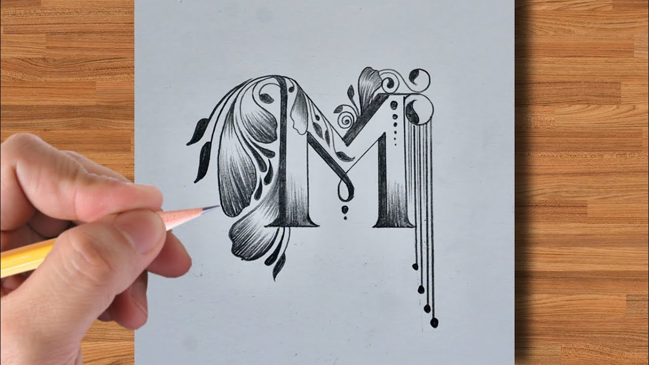 Beautiful and simple M letter tattoo drawing with pencil || amazing art video || SK Art Studio