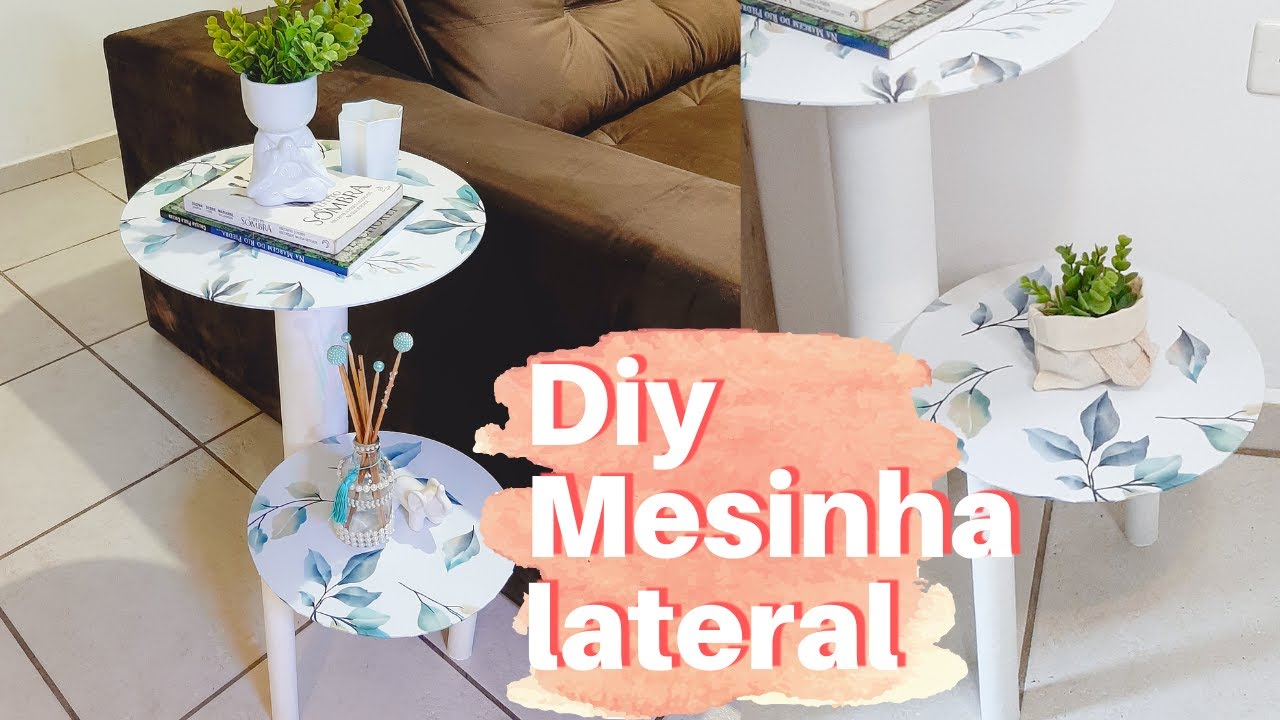 Fiz uma mesinha lateral redonda usei rolo de papelão- Como decorar a sala gastando pouco