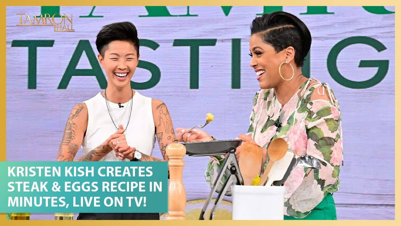Kristen Kish Creates A Delicious Steak & Eggs Recipe In Minutes, Live on TV!