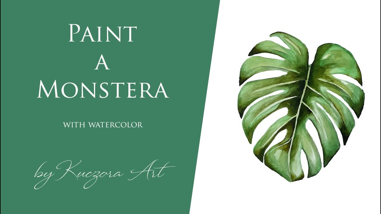 Step by step watercolor painting / monstera leaf watercolour tutorial