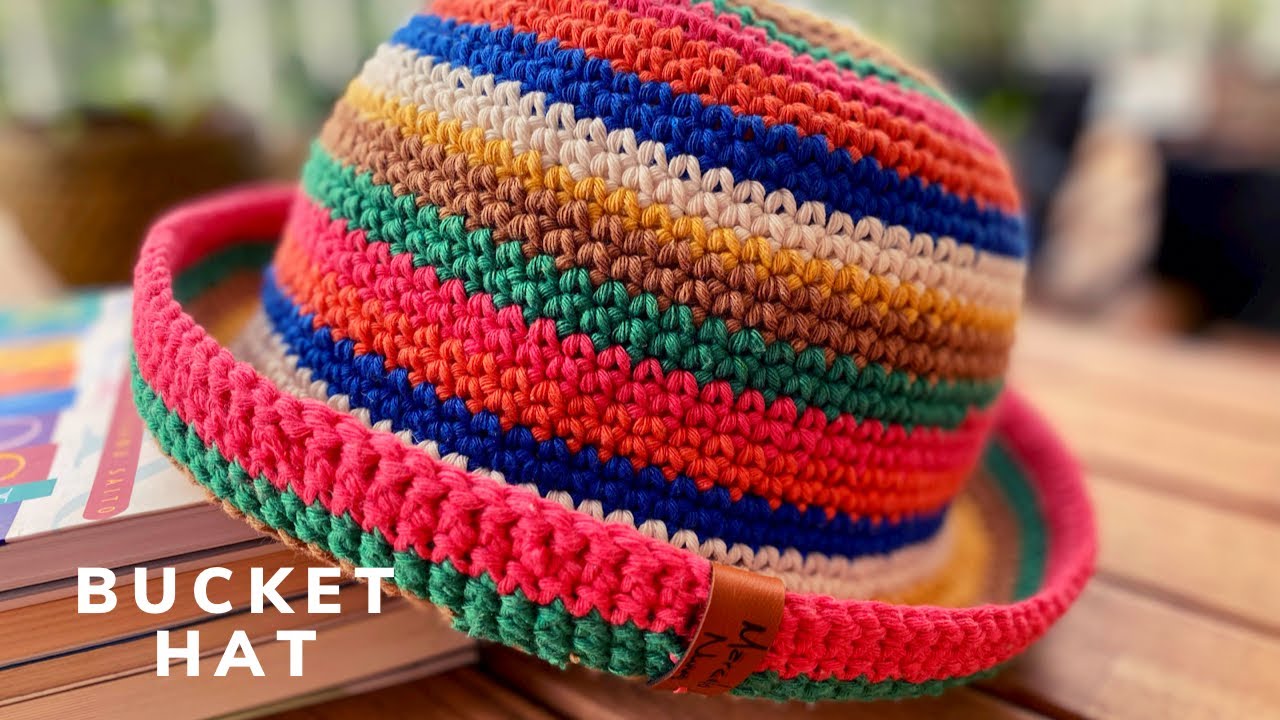 BUCKET HAT - Dica de troca de cor - Faça o seu chapéu em crochê colorido com as sobras de fios