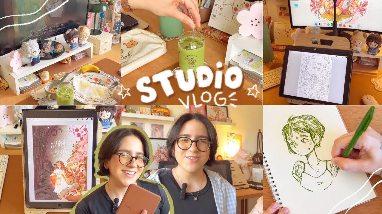 🏡 studio vlog #22 | rotina de ilustradora, dando aulas de desenho, matcha, leituras e rascunhos 🤎