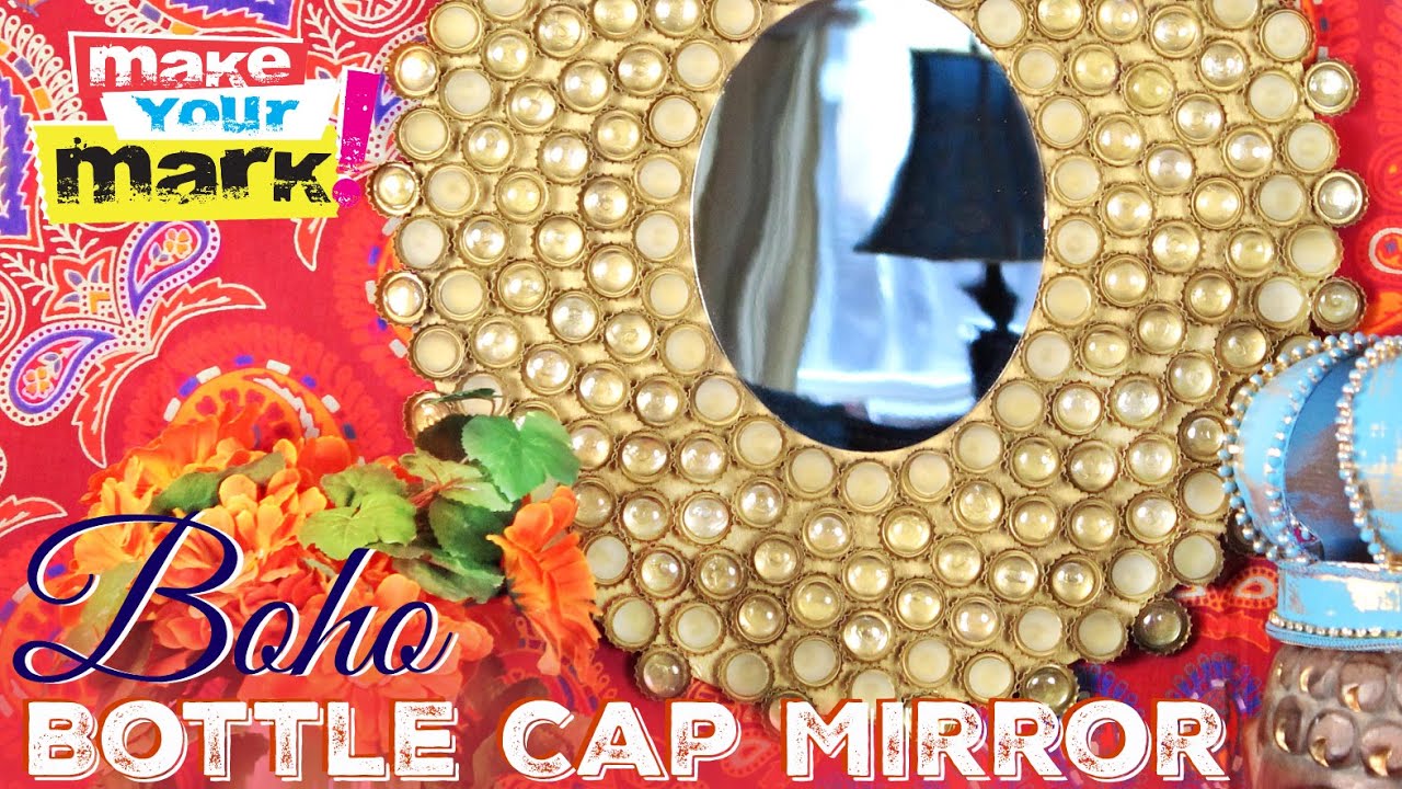 How to: Boho Bottle Cap Mirror
