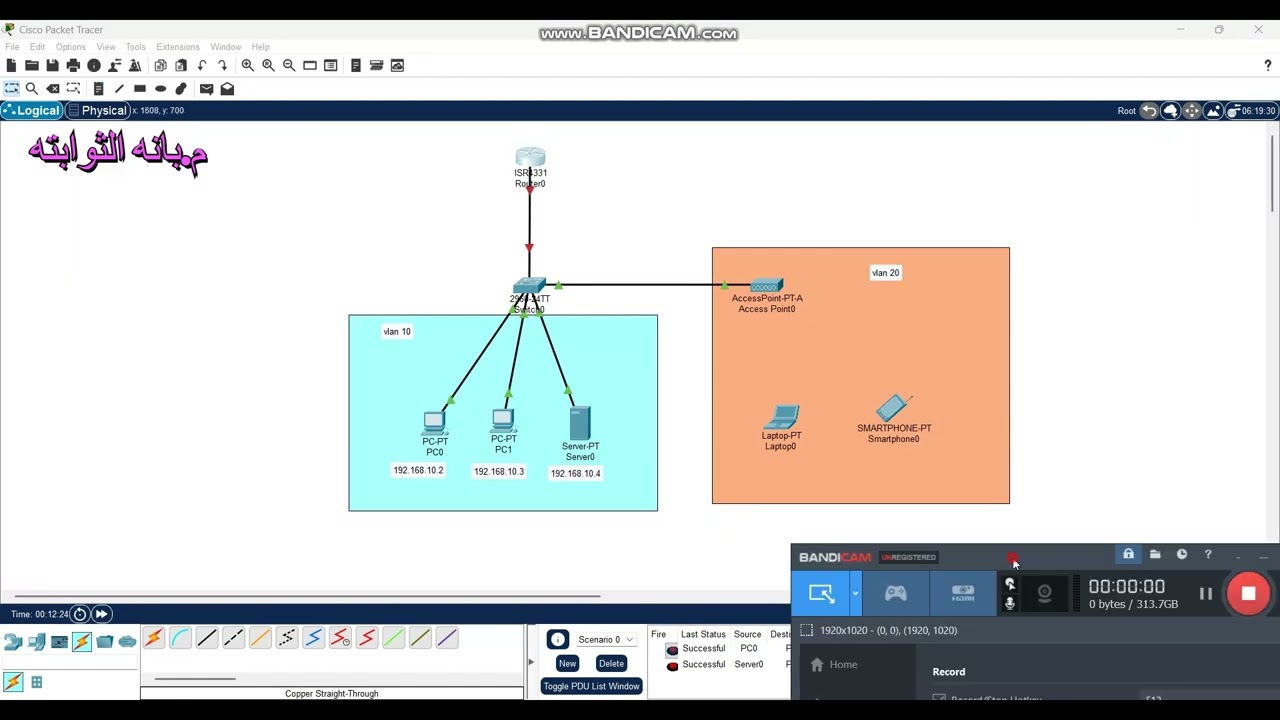 شبكة سلكية ولاسلكية مع vlan ,access point