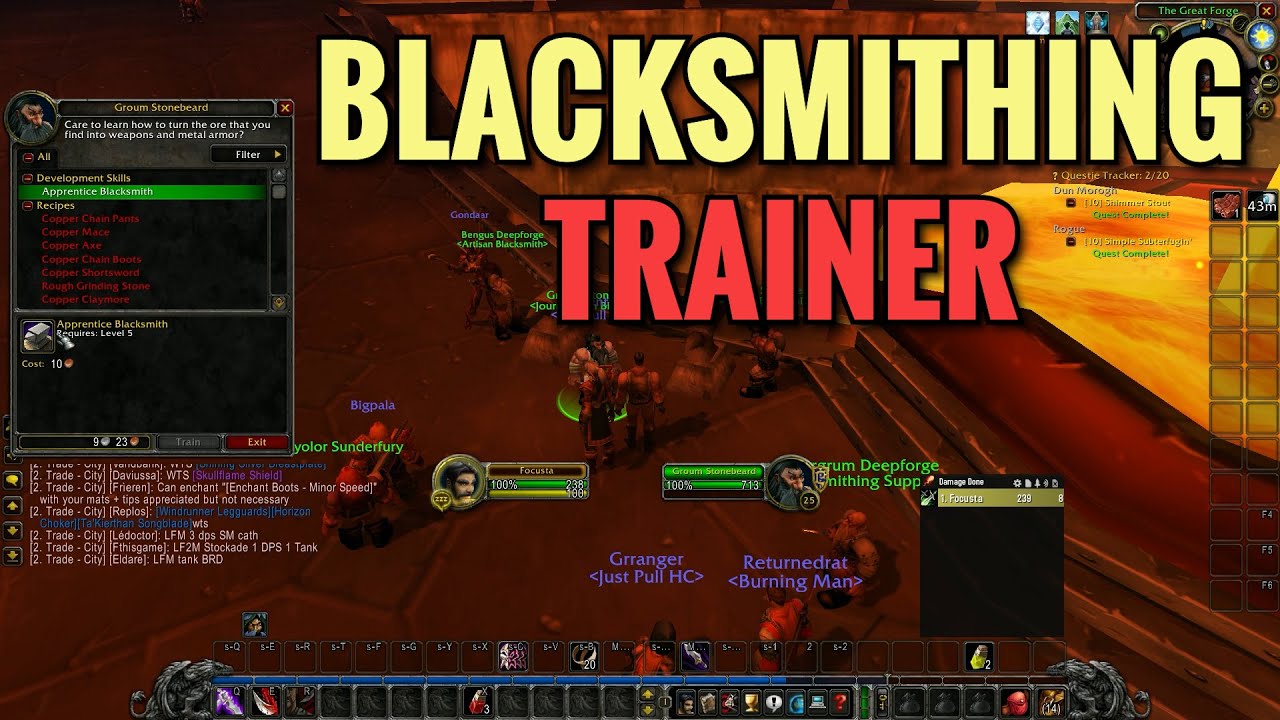 Ironforge Blacksmithing Trainer Location (WoW Classic)