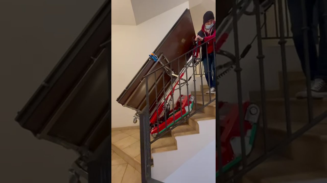New Skipper moving an armored door through gooseneck stairs