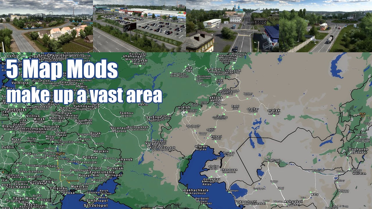 5 Map Mods make up a vast area in ETS2 1.44