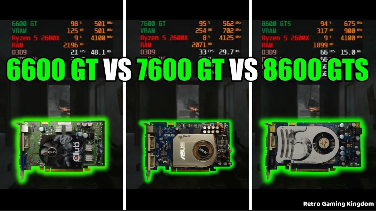 GeForce 6600 GT vs GeForce 7600 GT vs GeForce 8600 GTS Test In 4 Games (No FPS Drop - Capture Card)