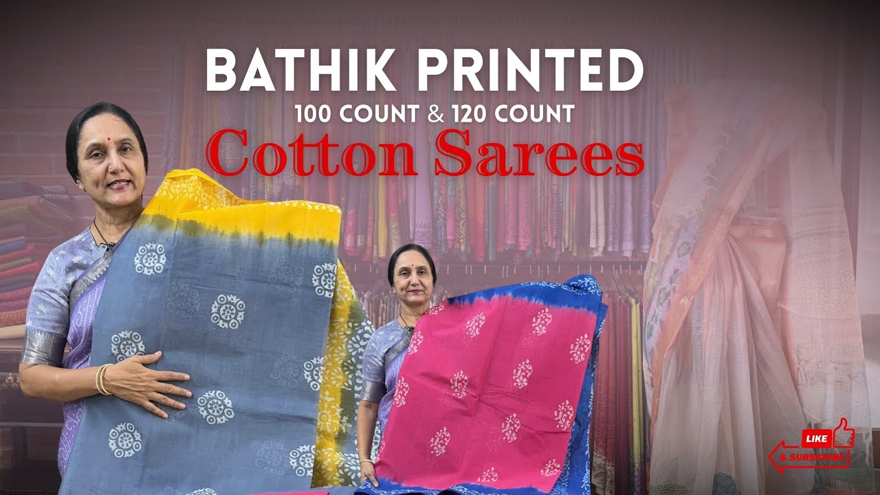 Bathik Printed 100 & 120 Count Cotton Sarees by Anitha Reddy \\ Trends block prints \\