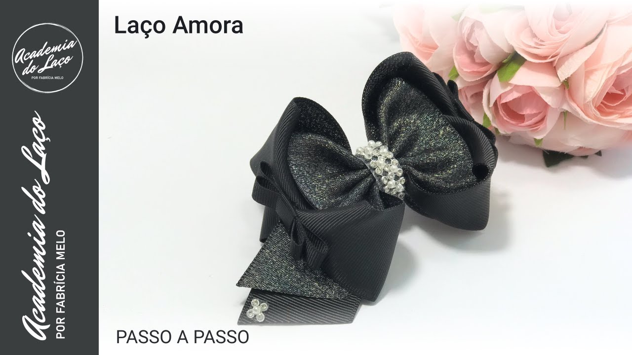 Laço Amora Luxo na fita nº 9 com miolo bordado de pérolas e strass 🎀 #diy #pap #tutorial