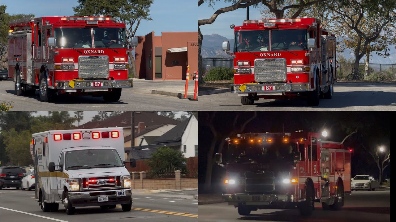 Oxnard Fire Dept: Engine 87 (x3), Engine 68 & Gold Coast Ambulance 664 (x2) Responding 